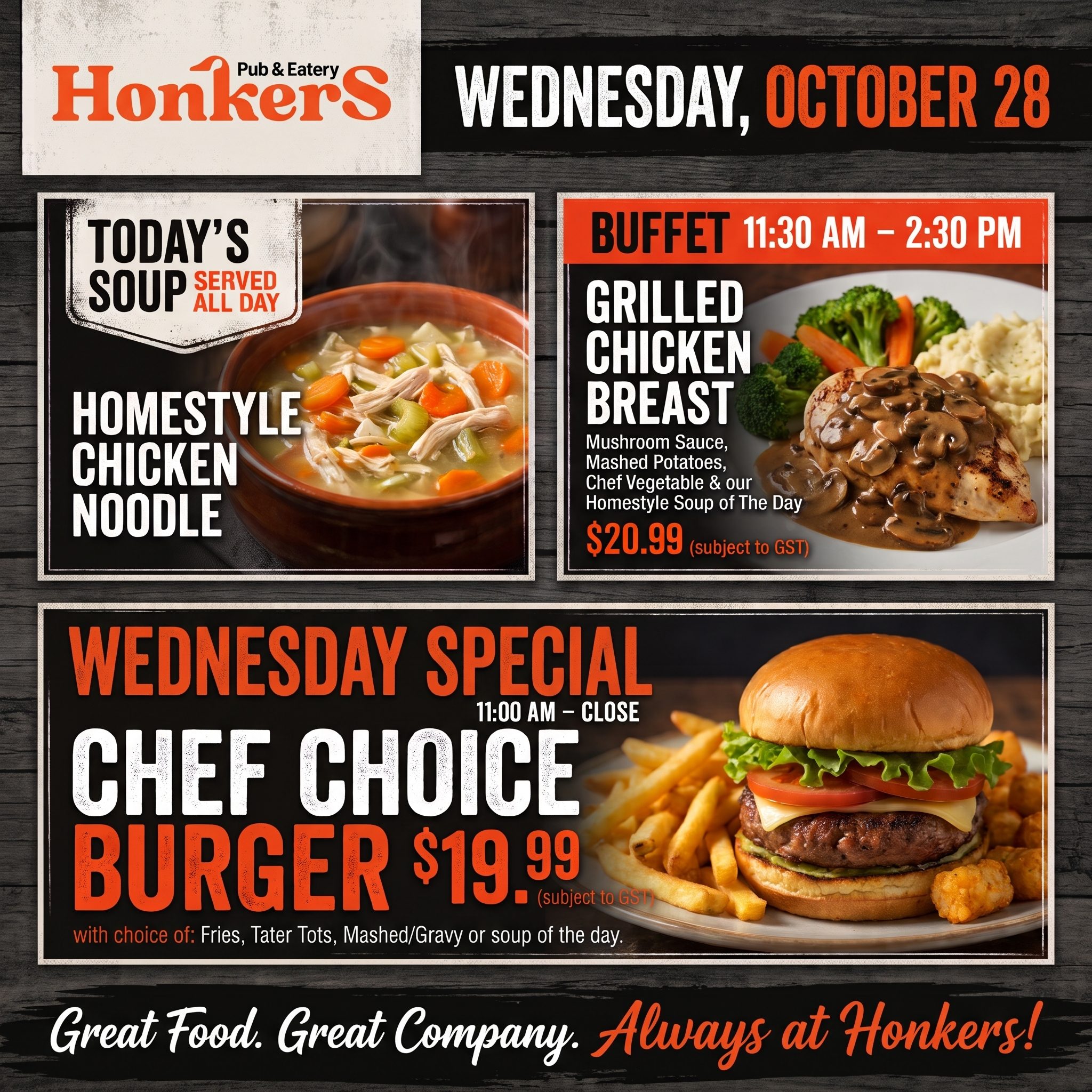 Wednesday Oct 28 Specials